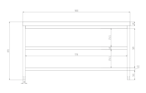 Nerezový pracovný stôl PREMIUM - 1800x600mm - so základnou policou a medzipoličkou - Image 8