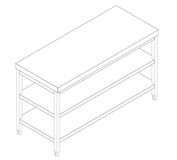 Nerezový pracovný stôl PREMIUM - 1800x700mm - so základnou policou a medzipoličkou - Image 8
