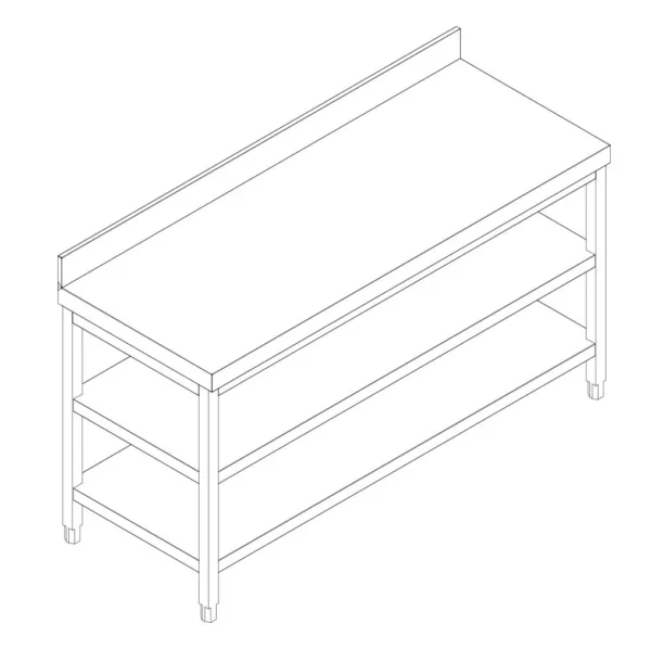 Nerezový pracovný stôl PREMIUM - 2000x700mm - so základnou policou, podstavcom a medzipoličkou - Image 6