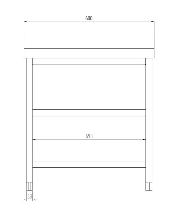 Nerezový pracovný stôl PREMIUM - 2000x600mm - so základnou policou a medzipoličkou - Image 7