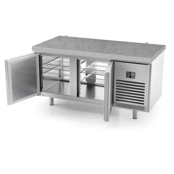 Pekársky chladiaci stôl Premium PLUS - 1618x800mm - s dvierkami na oboch stranách a žulovou pracovnou doskou - Image 9