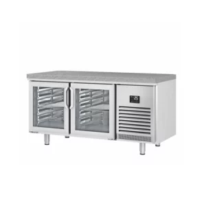 Pekársky chladiaci stôl PREMIUM PLUS - 1618x800mm - 2 sklenené dvierka a žulová pracovná doska