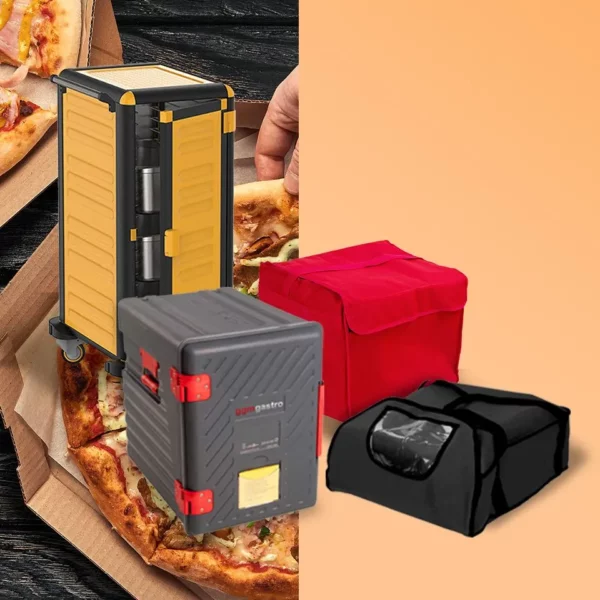 Taška na pizzu / zateplená taška - na 8 rodinných pizz - 60x40cm - červená - Image 4