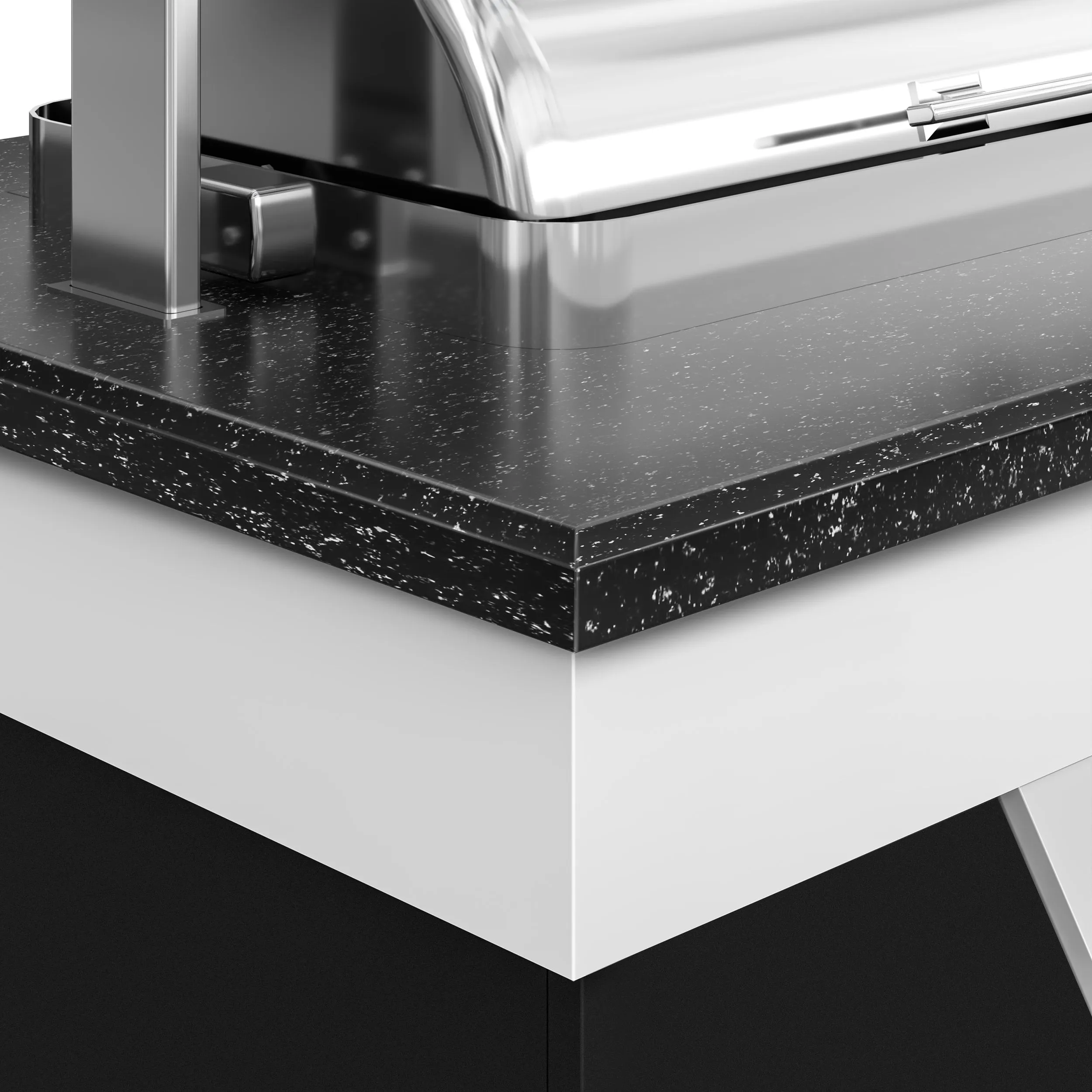 Bufetový pult s ohrevom - s 3 chafing misami & kolieskami - 2300mm – Obrázok 3