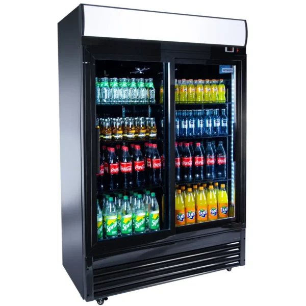 Chladnička na nápoje - 880 litrov - 2 sklenené dvere a reklamný stojan - Image 13