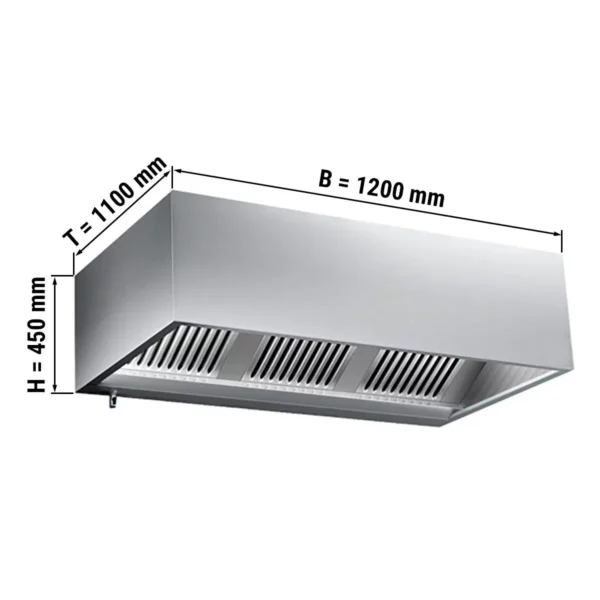 Skriňový digestor 1,2 m - s filtrom a lampou