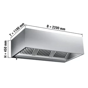 Skriňový digestor 2,2 m - s filtrom a lampou