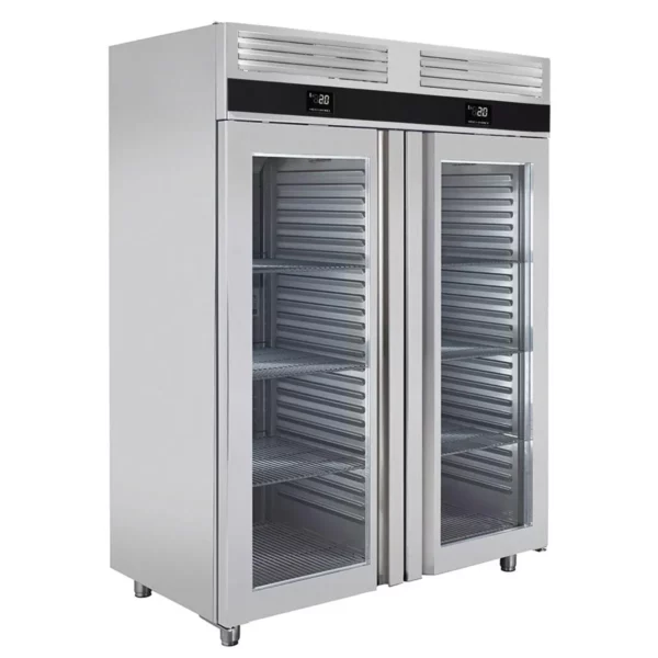 Kombinácia chladničky a mrazničky PREMIUM - GN 2/1 - 1400 litrov - s 2 sklenenými dverami - Image 6