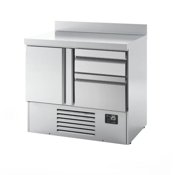Chladiaci stôl PREMIUM PLUS - 980x700 mm - s 1 dvierkami a 2 zásuvkami a so zadnou stenou - Image 8
