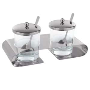 Parmezán/džem cruet v stojane