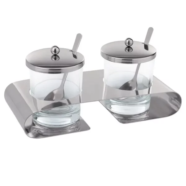 Parmezán/džem cruet v stojane