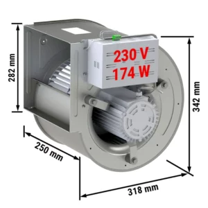 Radiálny ventilátor 1300 m3 za hodinu - pre nástenné odsávače pár