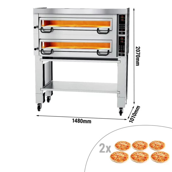 Elektrická pizza pec Power - 6+6 34cm - Digital - vrátane digestora, základného rámu a súpravy kolies
