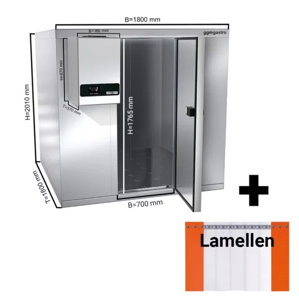 Stainless steel freezer cell - 1800x1800mm - 4.30m3- incl. freezer unit & slats