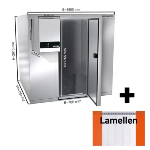 Mraziaca bunka z nehrdzavejúcej ocele - 1800 x 2100 mm - 5,13 m3 - vrátane mraziacej jednotky a líšt