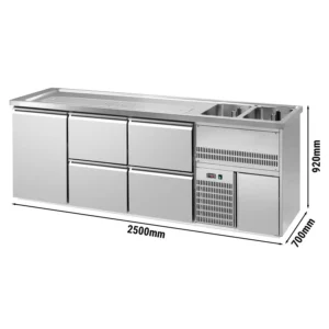 Pivný bar PREMIUM PLUS - 2500 x 700 mm - 1 dvierka a 4 zásuvky