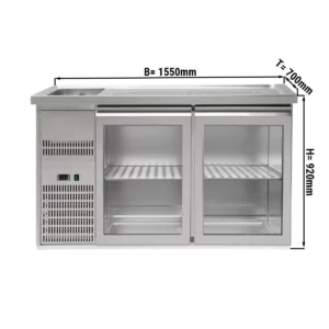 Pivný bar PREMIUM PLUS - 1550x700mm - 2 sklenené dvierka