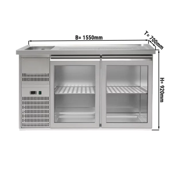 Pivný bar PREMIUM PLUS - 1550x700mm - 2 sklenené dvierka