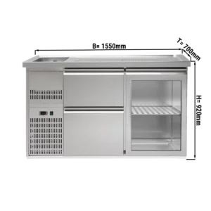 Pivný bar PREMIUM PLUS - 1550x700mm - 1 sklenené dvierka a 2 zásuvky