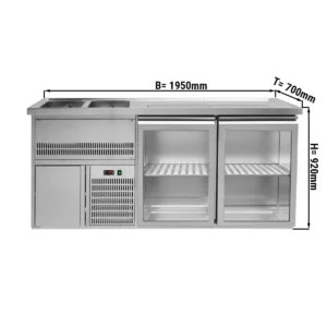 Pivný pult PREMIUM PLUS - 1950x700mm - 1 sklenené dvierka a 2 zásuvky