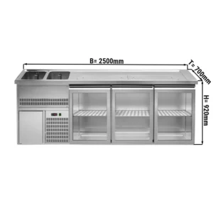 Pivný bar PREMIUM PLUS - 2500x700mm - 3 sklenené dvierka