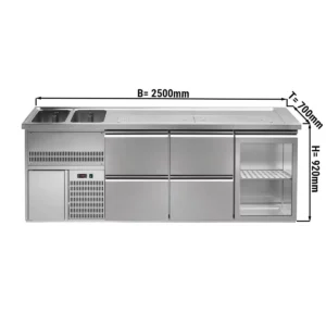Pivný bar PREMIUM PLUS - 2500 x 700 mm - 1 dvierka a 4 zásuvky