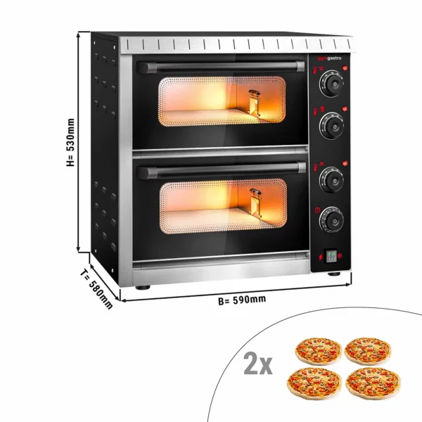 Elektrická mini pec na pizzu - 4+4x 20cm - manuálna