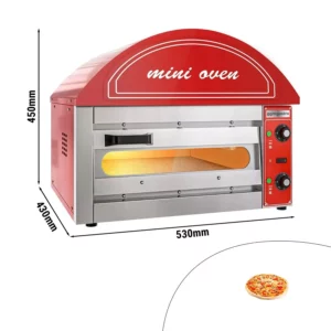 Elektrická rúra na pizzu mini - červená - 1x 34 cm - manuálna