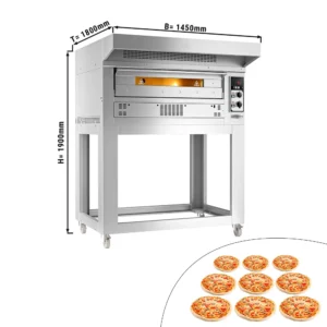 Plynová pec na pizzu - 9x 33cm - manuálna - vrátane digestora a základného rámu