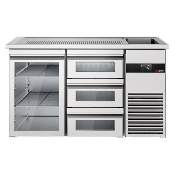 Pivný bar PREMIUM - 1550x700mm - 1 sklenené dvierka a 3 sklenené zásuvky - Image 4