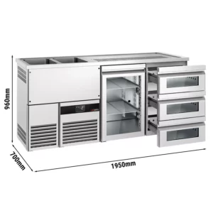 Pivný bar PREMIUM - 1950x700mm - 1 sklenené dvierka a 3 sklenené zásuvky