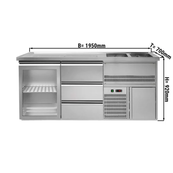 Pivný bar PREMIUM PLUS- 1950x700mm - 1 dvierka a 3 zásuvky
