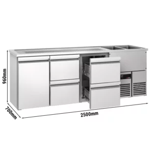 Pivný bar PREMIUM - 2500x700mm - 1 dvierka a 4 zásuvky