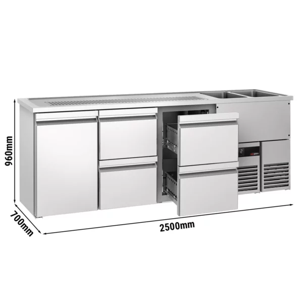 Pivný bar PREMIUM - 2500x700mm - 1 dvierka a 4 zásuvky