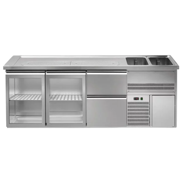 Pivný pult PREMIUM PLUS - 2500x700mm - 2 sklenené dvierka a 2 zásuvky - Image 3