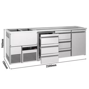 Chladiaci pult na nápoje PREMİUM – 2500 x 700 mm – 1 dvierka a 6 zásuviek