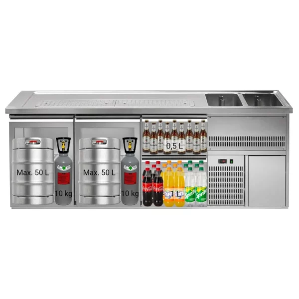 Pivný pult PREMIUM PLUS - 2500x700mm - 2 sklenené dvierka a 2 zásuvky - Image 4