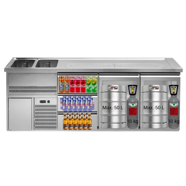 Pivný pult PREMIUM PLUS - 2500x700mm - 2 sklenené dvierka a 3 zásuvky - Image 4