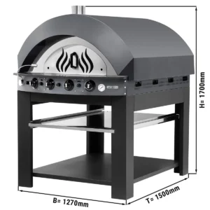 Plynová pec na pizzu - antracit - 9x 25cm - manuálna - vrátane základného rámu