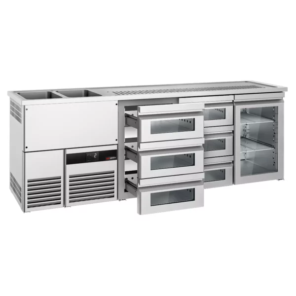 Pivný bar PREMIUM - 2500x700mm - 1 sklenené dvierka a 6 sklenených zásuviek - Image 3