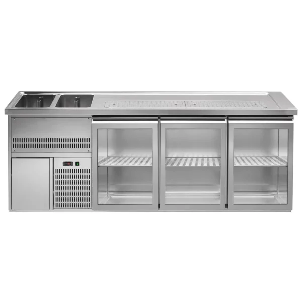 Pivný pult PREMIUM PLUS - 2500x700mm - 2 sklenené dvierka a 2 zásuvky - Image 3