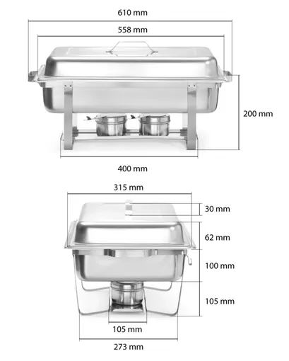 Chafing sada na riady, HENDI, GN 1/1, 8,5L, 610x355x(H)297mm – Obrázok 11