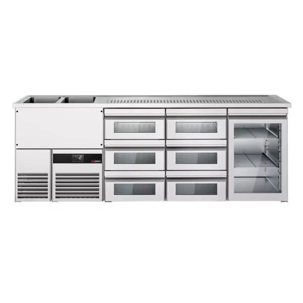 Pivný bar PREMIUM - 2500x700mm - 1 sklenené dvierka a 6 sklenených zásuviek - Image 4