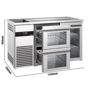 Pivný bar PREMIUM - 1550x700mm - 1 sklenené dvierka a 2 sklenené zásuvky