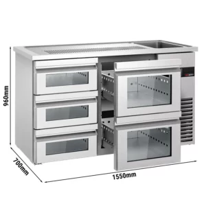 Pivný bar PREMIUM - 1550x700mm - 5 sklenených zásuviek