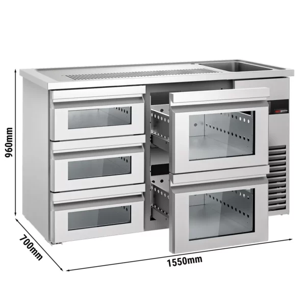 Pivný bar PREMIUM - 1550x700mm - 5 sklenených zásuviek