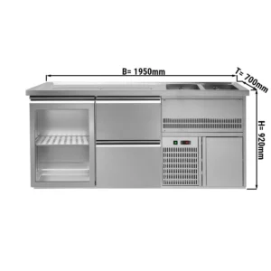 Pivný pult PREMIUM PLUS - 1950x700mm - 1 sklenené dvierka a 2 zásuvky