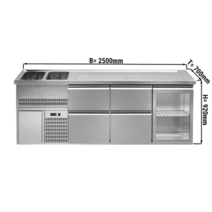 Pivný bar PREMIUM PLUS - 2500 x 700 mm - 1 dvierka a 4 zásuvky
