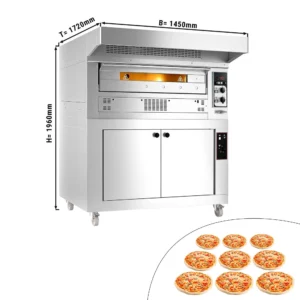 Plynová pec na pizzu - 9x 33 cm - manuálna - vrátane digestora a kysiacej skrinky