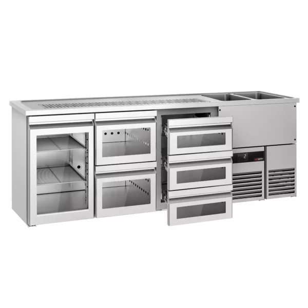 Pivný bar PREMIUM - 2500x700mm - 1 sklenené dvierka a 5 sklenených zásuviek - Image 3